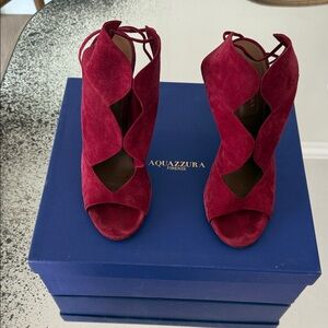 Aquazzura Burgundy Size 37 Suede Cut-Out Heels